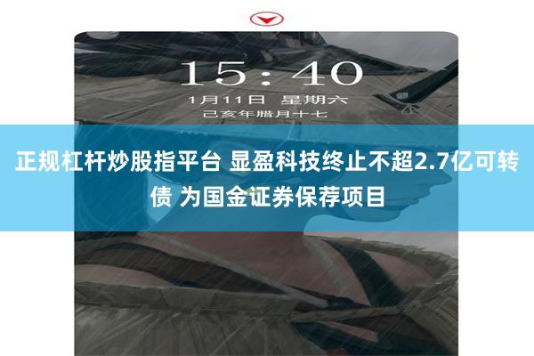 正规杠杆炒股指平台 显盈科技终止不超2.7亿可转债 为国金证券保荐项目