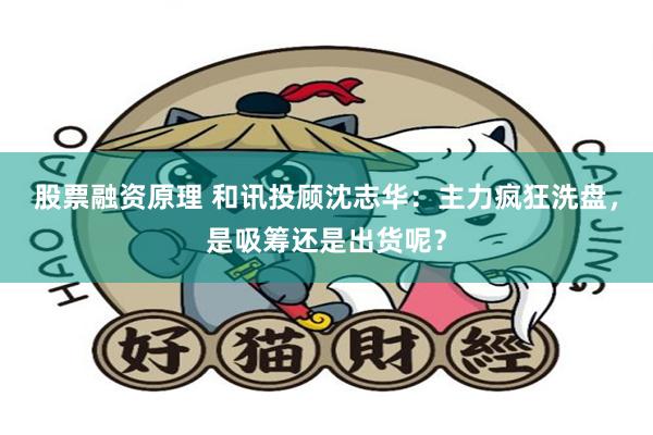 股票融资原理 和讯投顾沈志华：主力疯狂洗盘，是吸筹还是出货呢？