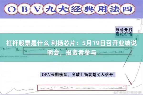 杠杆股票是什么 利扬芯片：5月19日召开业绩说明会，投资者参与
