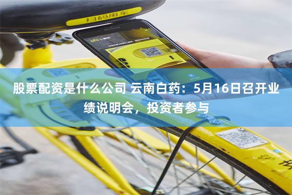 股票配资是什么公司 云南白药：5月16日召开业绩说明会，投资者参与