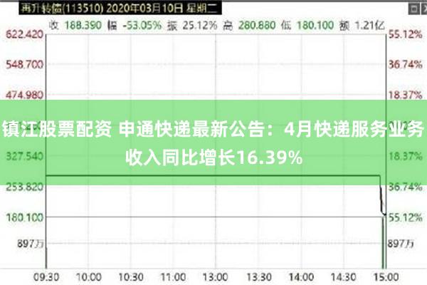 镇江股票配资 申通快递最新公告：4月快递服务业务收入同比增长16.39%