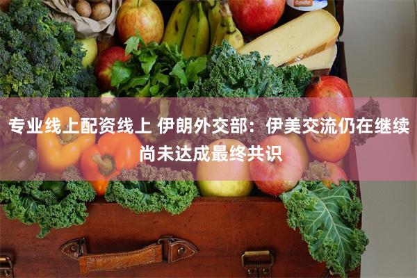 专业线上配资线上 伊朗外交部：伊美交流仍在继续 尚未达成最终共识