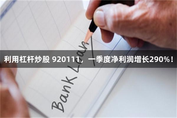 利用杠杆炒股 920111，一季度净利润增长290%！