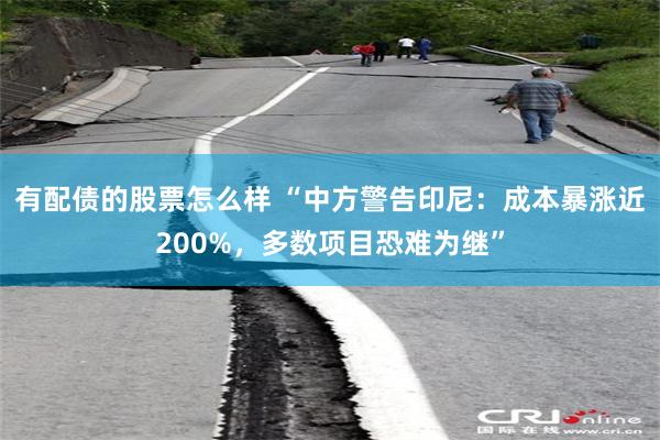 有配债的股票怎么样 “中方警告印尼:成本暴涨近200%,多数项目恐难为继”